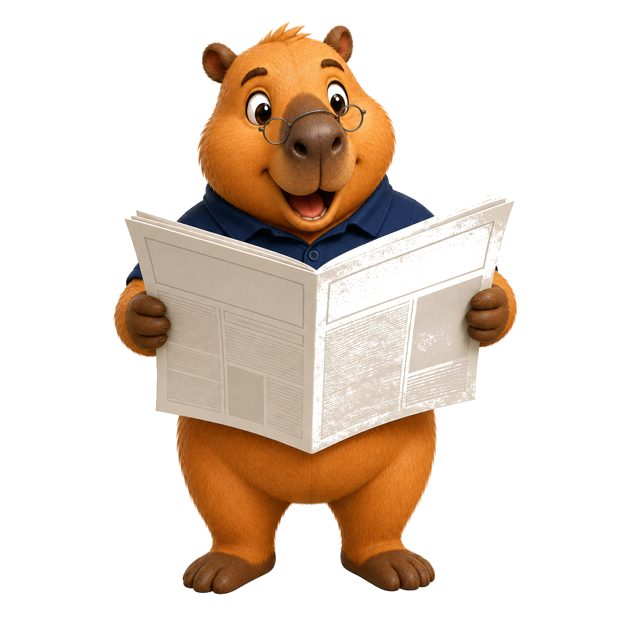 Haul capybara reading news